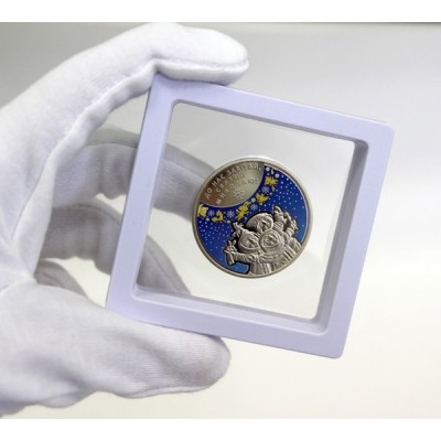 Футляр для монет с подставкой (90х90 мм.) белый
