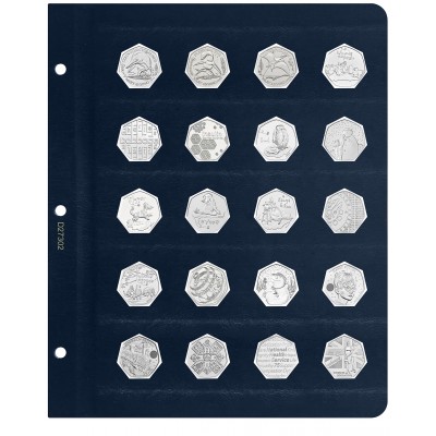 Универсальный лист для монет диаметром 27,3 мм (50 пенсов), серии "КоллекционерЪ" (синий)