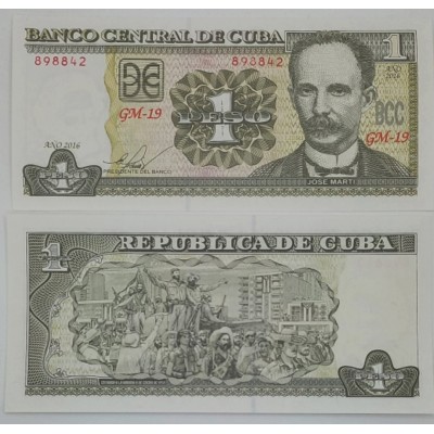 1 песо 2016 год. Куба. Хосе Марти