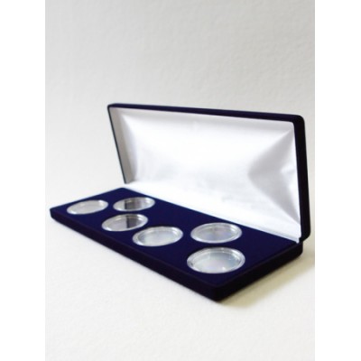 Футляр для 6 монет в капсулах (диаметр 46 мм), синий
