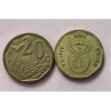 20 центов 2003 год. ЮАР «Aforika Borwa»