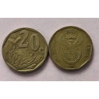 20 центов 2007 год. ЮАР «iNingizimu Afrika»