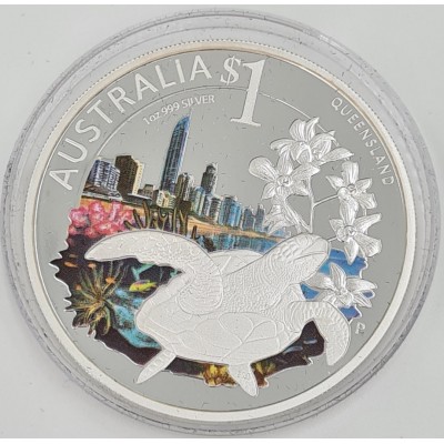 Набор монет Австралия 1 доллар 2010 год "Штаты Австралии" (4 монеты), в футляре