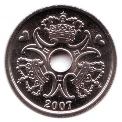2 кроны 2007 год. Дания.