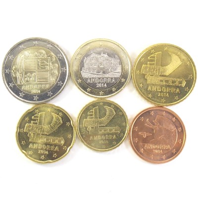 Андорра. Набор монет евро (6 штук) 2014 год