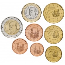 Испания. Набор евро монет. 2014 год. (8шт)