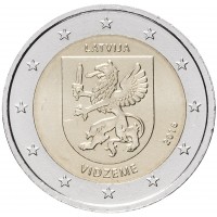 2 евро 2016 год. Латвия. Историческая область Видземе.