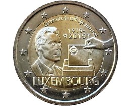 2 евро 2019 год. Люксембург. 100-летия всеобщего  избирательного права в Люксембурге