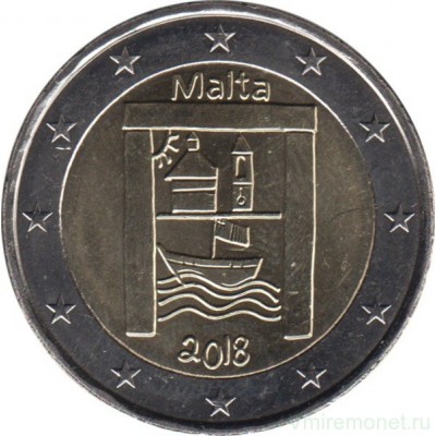 2 евро 2018 год. Мальта. Культурное наследие