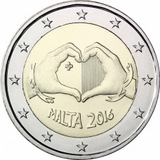2 евро 2016 год. Мальта. Любовь
