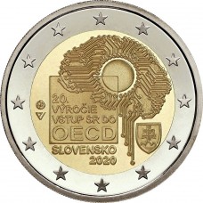 2 евро 2020 год. Словакия. 20 лет вступлению Словакии в ОЭСР