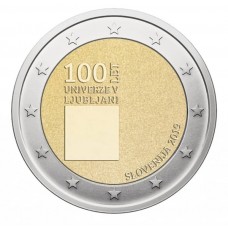 2 евро 2019 год. Словения. 100 лет основанию Люблянского университета