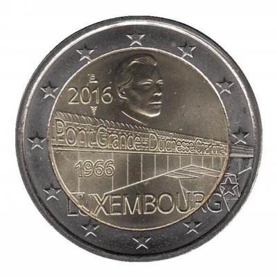 2 евро 2016 год. Люксембург. Мост Герцогини Шарлотты.