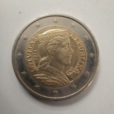 2 евро 2014 год. Латвия (из оборота)