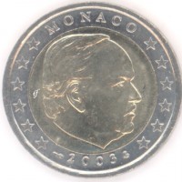 2 евро 2003 год. Монако. Князь Ренье III