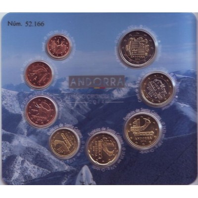 Официальный Годовой набор Евро монет Андорра 2014 год.