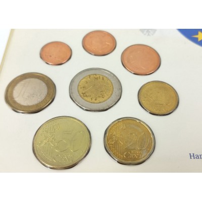 Германия. Годовой набор евро монет 2002 года в банковской запайке. (J - Гамбург).