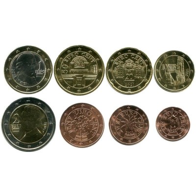 Австрия. Набор евро монет 2021 год.