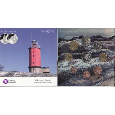Официальный годовой набор евро монет Финляндия 2010 год. (8 монет) серия - маяки Финляндии.