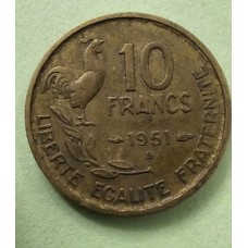 10 франков 1951 год. Франция "В"