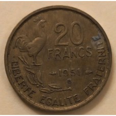 20 франков 1951 год. Франция "В"