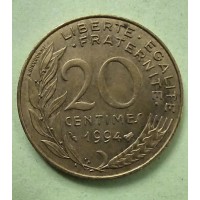 20 сантимов 1994 год. Франция.