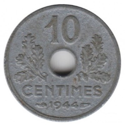 10 сантимов 1944 год. Франция.