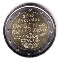 2 евро 2020 год. Португалия. 75 лет ООН.