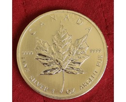 5 долларов 2012 год. Канада. Кленовый лист, серебро 1 oz 999