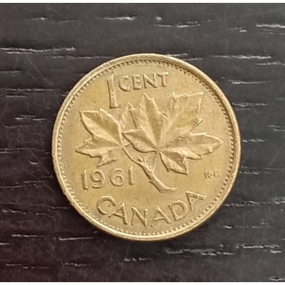 1 цент 1961 год. Канада. Кленовый лист