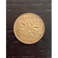 1 цент 1980 год. Канада. Кленовый лист