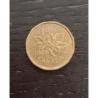 1 цент 1986 год. Канада. Кленовый лист