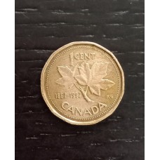 1 цент 1992 год. Канада. Кленовый лист. 125 летие Конфедерации