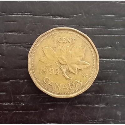 1 цент 1993 год. Канада. Кленовый лист