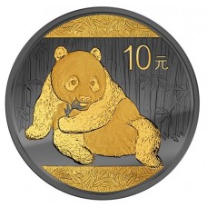 Китай 10 юаней 2015 год. Панда позолоченная. GOLDEN ENIGMA Panda Black Ruthenium
