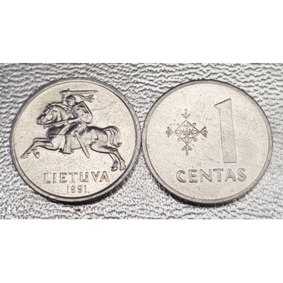 1 цент 1991 год. Литва. 