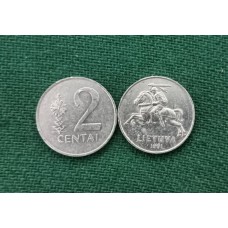 2 цента 1991 год. Литва. 