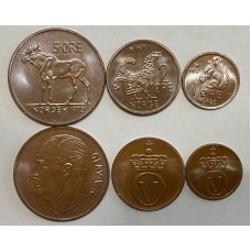 Набор из 3-х монет 1970-1972 год. Норвегия. Животные
