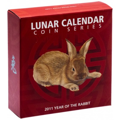 50 центов 2011 год. Острова Кука. Год кролика, лунный календарь, серебро