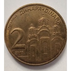 2 динара 2013 год. Сербия.