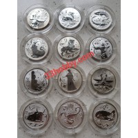 Набор монет. 2 рубля 2005 год. Россия. Знаки зодиака (12 штук) серебро.
