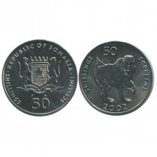 50 шиллингов 2002 год. Сомали. Мандрил 