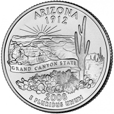 25 центов 2008 год. США. Аризона (P)