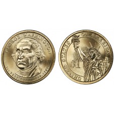 1 доллар 2007 год. США. Джордж Вашингтон (1789−1797). 1-ый Президент США (D)