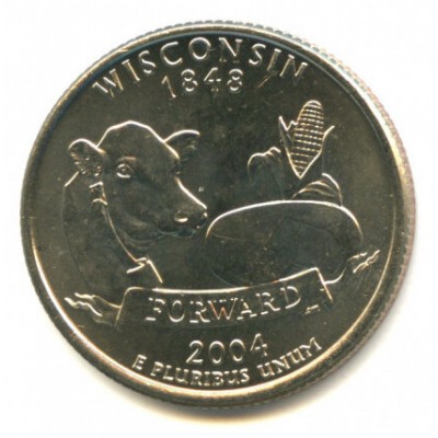 25 центов 2004 год. США. Висконсин. (P)