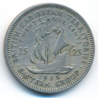 25 центов 1955 год. Восточные Карибы