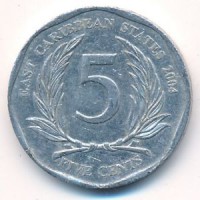 5 центов 2004 год. Восточные Карибы
