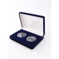 Футляр  на 2 монеты в капсулах (диаметр 46), синий