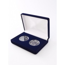 Футляр  на 2 монеты в капсулах (диаметр 46), синий