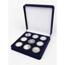 Футляр на 9 монет в капсулах (диаметр 44 мм), синий